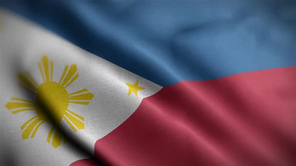 Philippines Flag Closeup Blowing In Wind