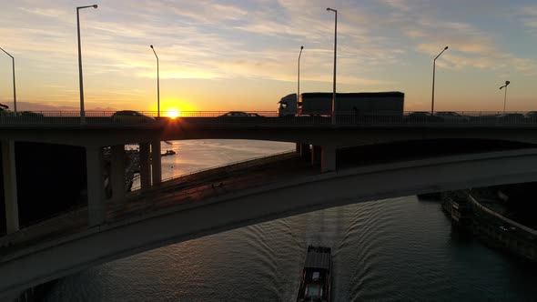 Traffic Jam at Sunset