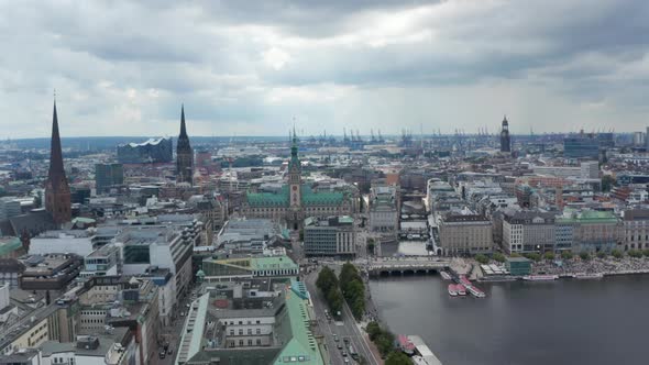 Fly Above Binnenalster Lake