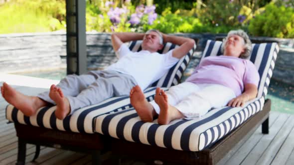 Senior couple relaxing in porch