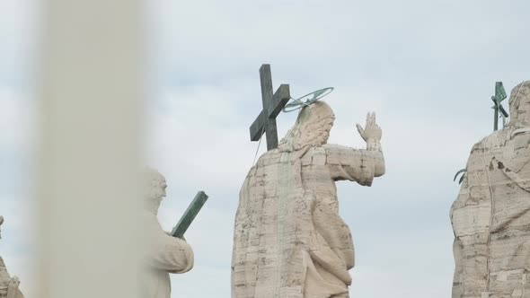 Statues on the facade of Saint Peter Basilica church.