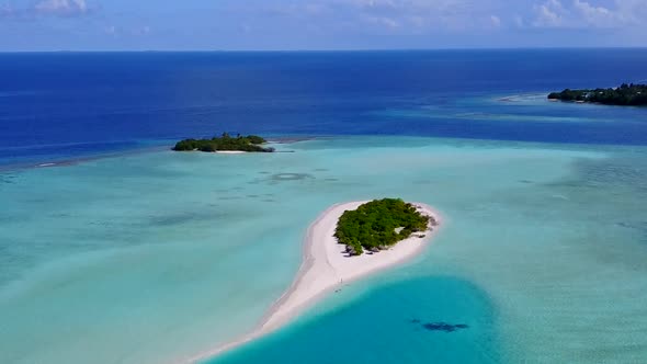 Aerial landscape of tourist beach voyage by ocean and sand background