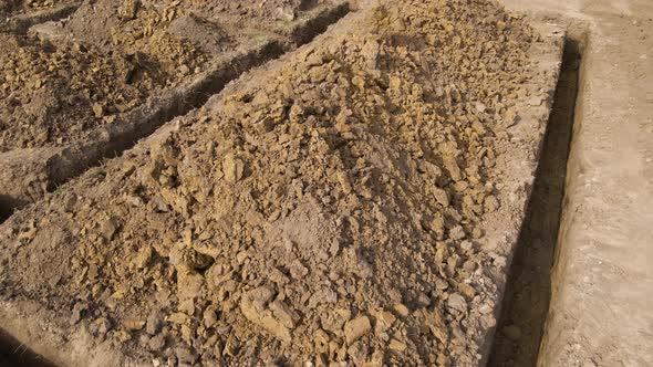 Dug Out Trench for Building Works of New House Concrete Foundation on Construction Site