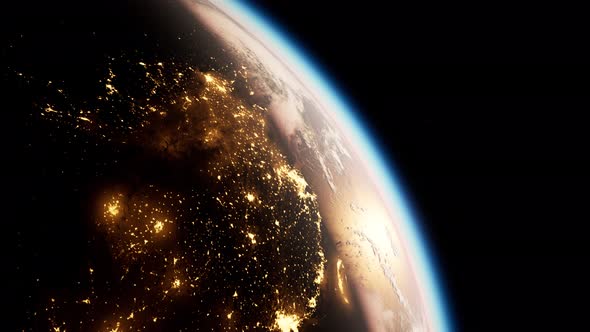 Space, Sun and Planet Earth at Night alt