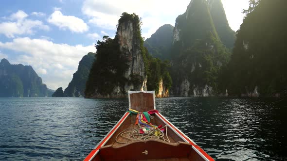 Boat Trip on the Cheow Lan Lake (Rajjaprabha Dam Reservoir) in Khao Sok National Park, Thailand