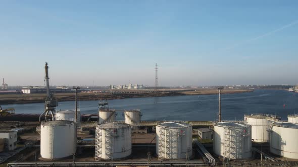 Petrol tanks in port