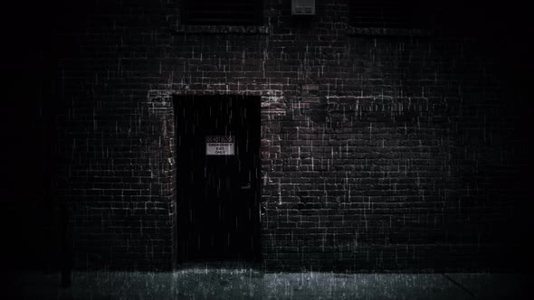 Heavy Rain Urban City Brick Building Background Loop