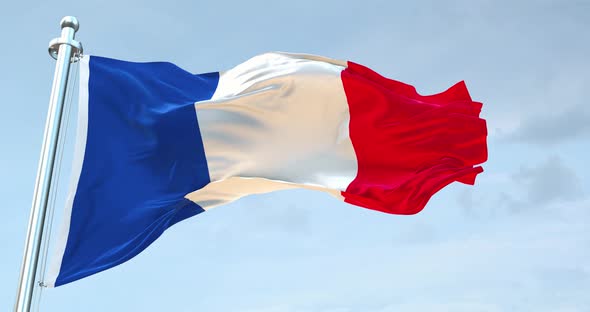 France Republic Flag Waving loop 4K