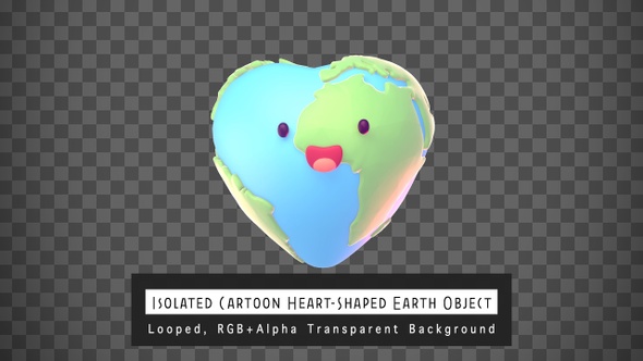 Isolated Cartoon Heart Shaped Earth Object