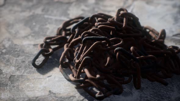 Vintage Rusty Hand-made Iron Chain