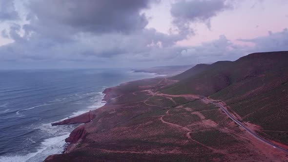 Aerial View on the Atlantic Coast at Sunset