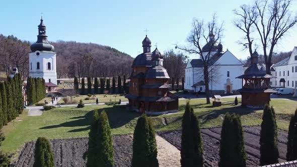 Krehiv Monastery Aerial View Drone, Ukraine