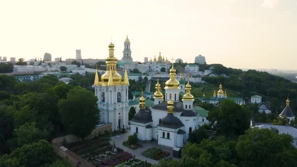 Magical Aerial View of the Kiev Pechersk Lavra Monastery