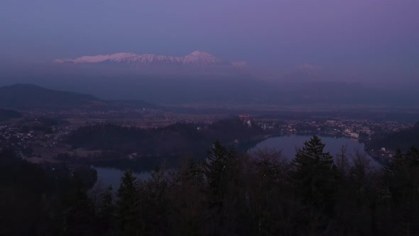 Bled Lake and Marijinega Vnebovzetja Church at Blue Hour