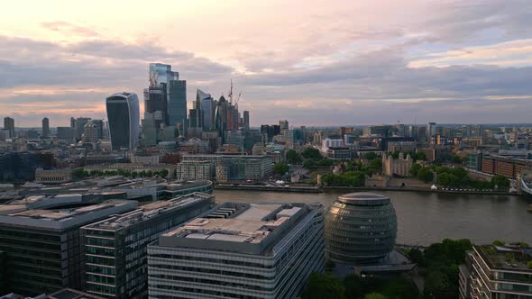 City of London in the Evening  Aerial View