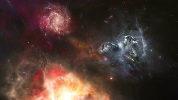 Stars and Galaxies. Colorful space background: nebulas, stars and comets. Astronomy.