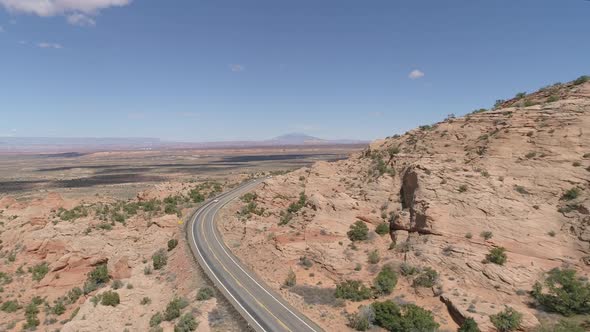 Aerial of cars driving on Colorado River Road alt