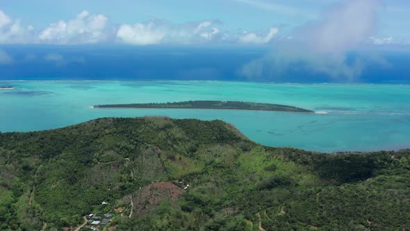 Landscape of a Pacific Island with Lagoon in Aerial View