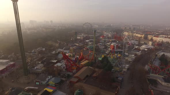 Aerial of Wurstelprater amusement park