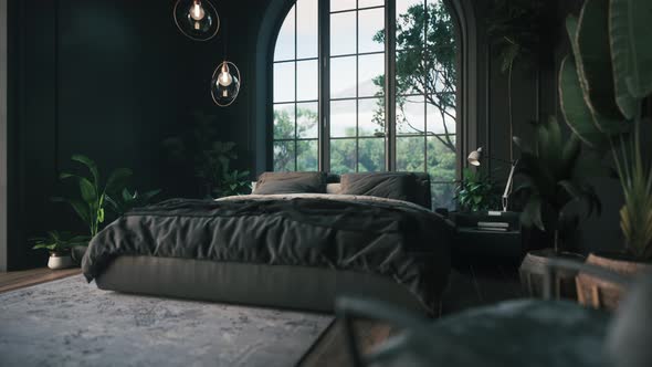 Modern Dark Bedroom Interior