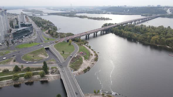 Dnipro River Near Kyiv City, Ukraine Aerial View. Dnieper, Kiev