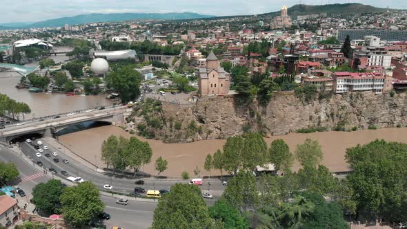 Aerial Shot of the Historic Center of Tbilisi