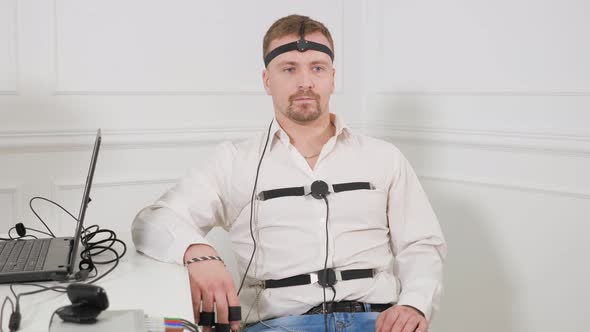 Man Connected To the Lie Detector Circuit