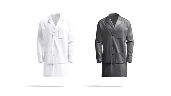 Blank black and white medical lab coat, looped rotation