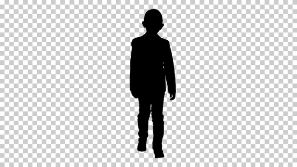 Silhouette Little boy walking, Alpha Channel