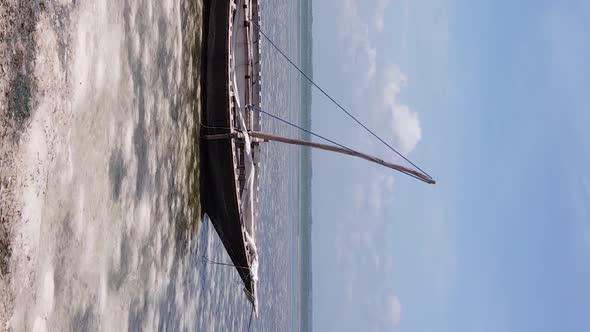 Zanzibar Tanzania  Vertical Video of Low Tide in the Ocean Near the Coast Slow Motion