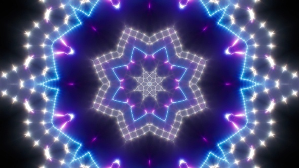 Blinking Lights Neon Kaleidoscope Loop 4K 02