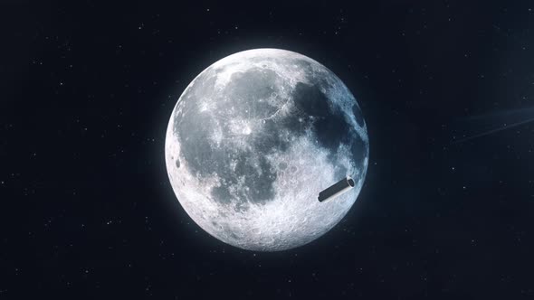 Second Stage Rocket Booster Crashing into the Moon - Wide Shot alt