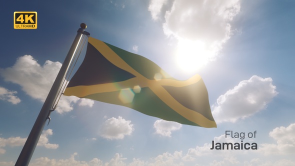 Jamaica Flag on a Flagpole V2 - 4K