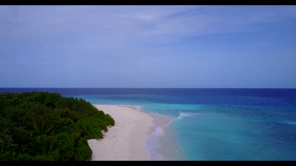 Aerial drone view tourism of tropical coastline beach break by blue sea and white sand background of