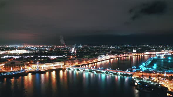 Aerial View of Palace Bridge, St Petersburg, Russia