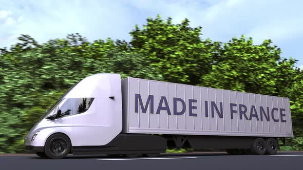 Modern Semitrailer Truck with MADE IN FRANCE Text on the Side