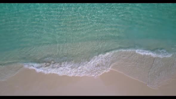 Aerial above texture of paradise coastline beach wildlife by turquoise sea and white sandy backgroun