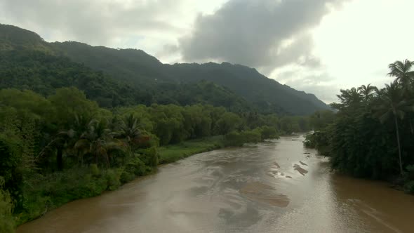 Aerial Panorama Of Tuito River In Yelapa, Jalisco, Mexico. Drone Shot