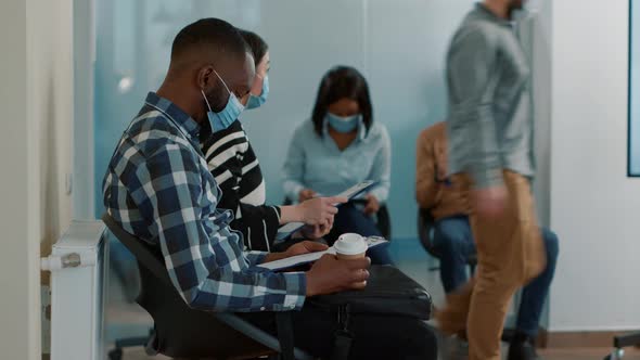 African American Man Waiting to Attend Job Interview