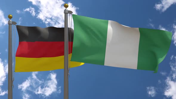 Germany Flag Vs Nigeria On Flagpole