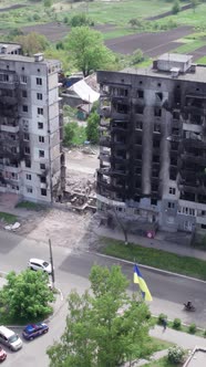 Vertical Video of War in Ukraine  Destroyed House