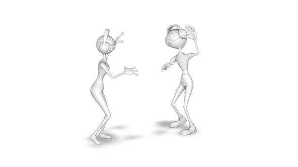 3D Man and Woman Dance  Looped on White
