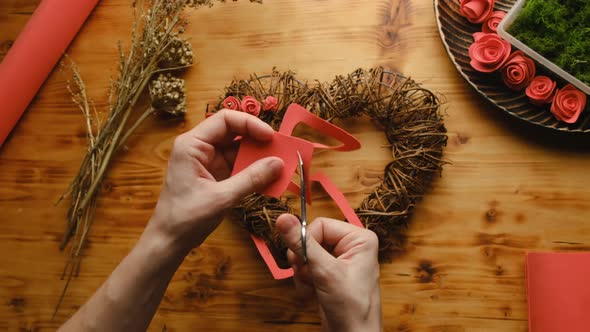 Woman Makes Diy Flowers for Floral Wreath