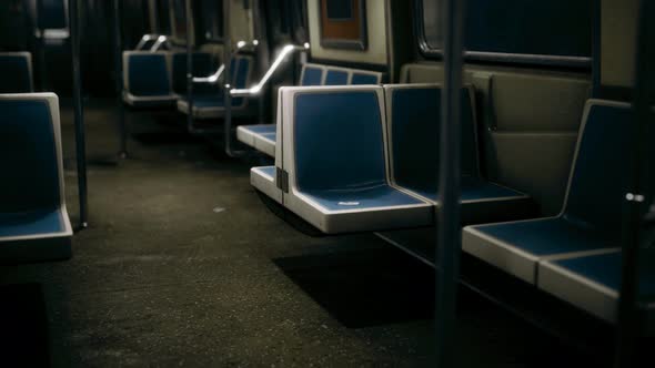 Inside of New York Subway Empty Car