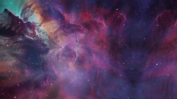Flight Through Space Nebula