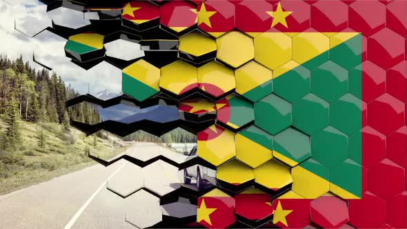 Grenada Flag Hexagon Transition - 4K Resolution alt