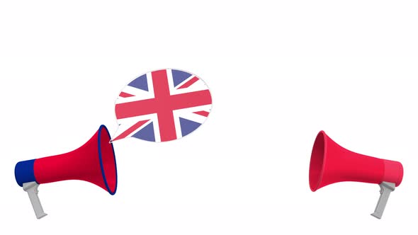 Speech Bubbles with Flags of Austria and the United Kingdom