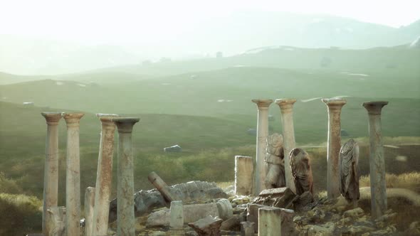 Old Roman Temple Ruins at Sunset alt