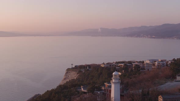 The Ship Ran Aground. Environmental Pollution at Sea. Aerial View. Grounded Ship. Drone Footage