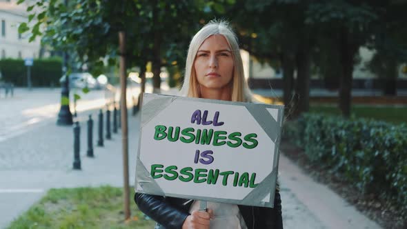 Young Woman Supporting Business in Protest Movement